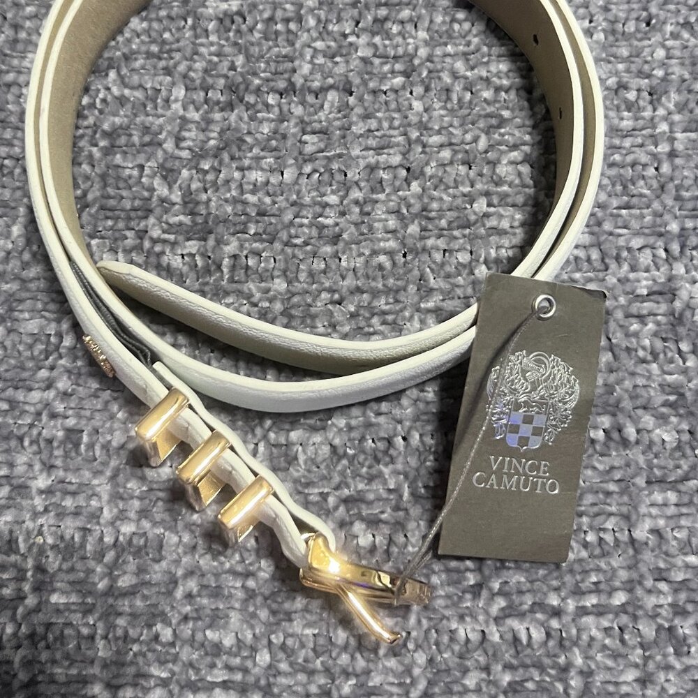 Vince Camuto Belt Gold and White